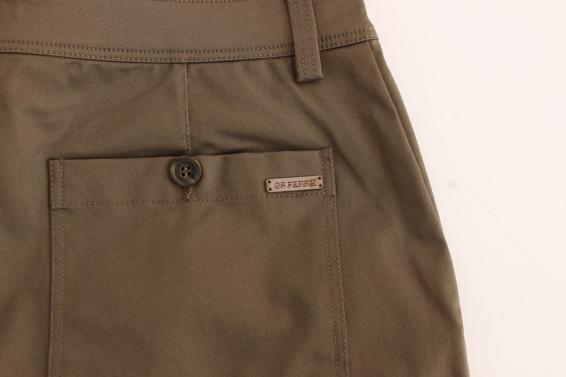 Green Cotton Stretch Comfort Fit Pants