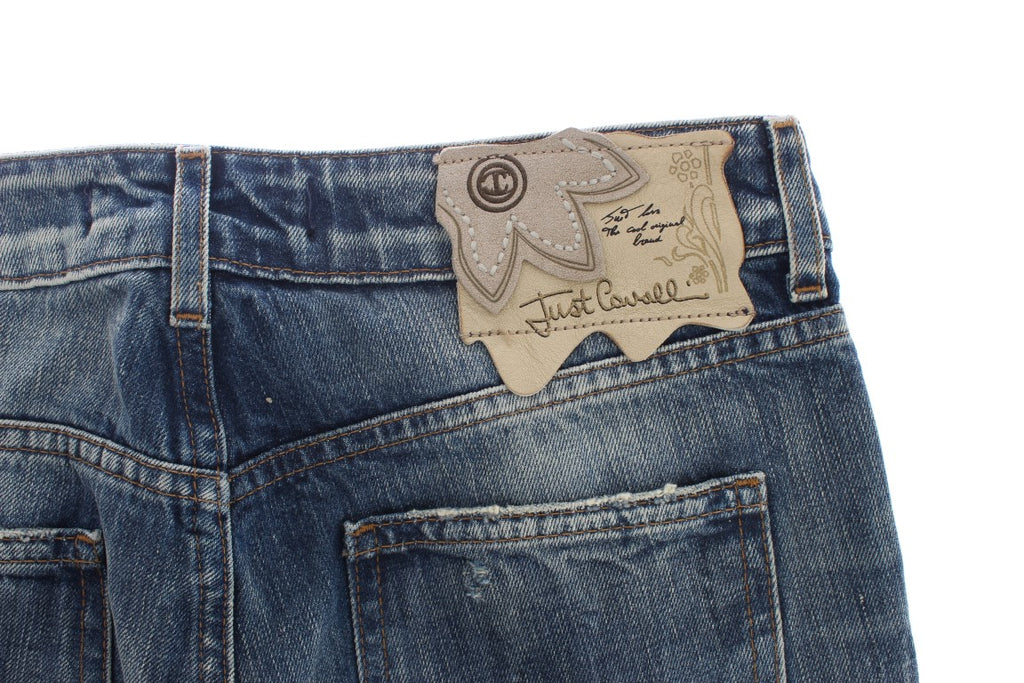 Blue Wash Torn Cotton Straight Fit Jeans